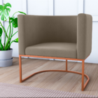 Poltrona Decorativa Com Pés Yauri Veludo Maserati Cappuccino