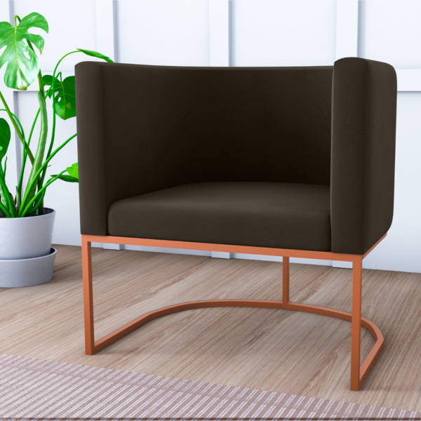 Poltrona Decorativa Com Pés Yauri Veludo Maserati Marrom