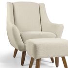 Poltrona Decorativa Com Puff Sala De Estar Pés De Madeira Nao