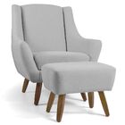 Poltrona Decorativa Com Puff Sala De Estar Pés De Madeira Nao