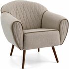 Poltrona Decorativa Com Puff Sala De Estar Pés Palito Sacha T