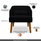 Poltrona Decorativa Com Puff Virgínia Veludo Preto - Montanar