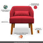 Poltrona Decorativa Com Puff Virgínia Veludo Vermelho - Monta