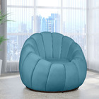 Poltrona Decorativa Concha C/almofada  Veludo Azul Turquesa -