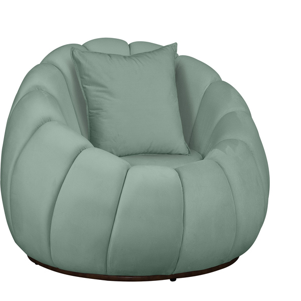 Poltrona Decorativa Concha C/almofada Veludo Acqua - Montanar