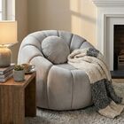 Poltrona Decorativa Concha C/almofada Veludo Cinza Claro - Mo