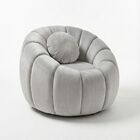Poltrona Decorativa Concha C/almofada Veludo Cinza Claro - Mo