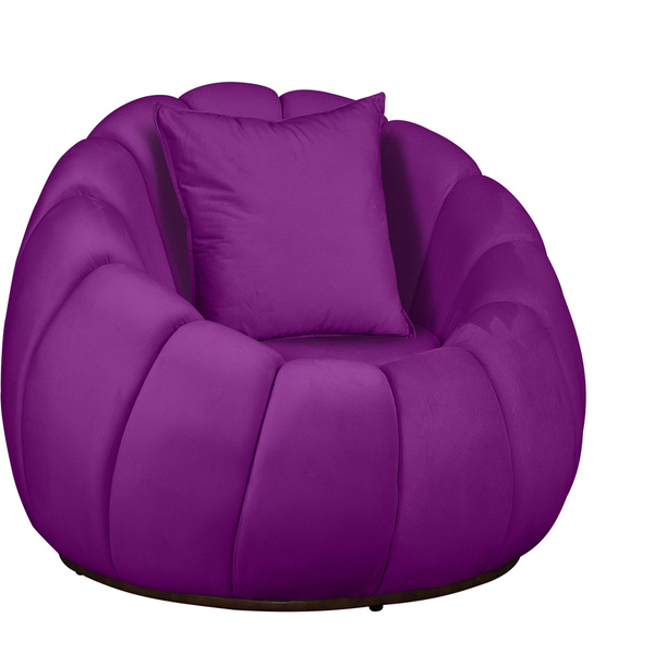 Poltrona Decorativa Concha C/almofada Veludo Roxo - Montanari