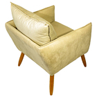 Poltrona Decorativa Confortável  Para Sala Ada Suede Bege Pé