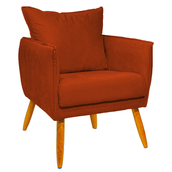 Poltrona Decorativa Confortável  Para Sala Ada Suede Terracot