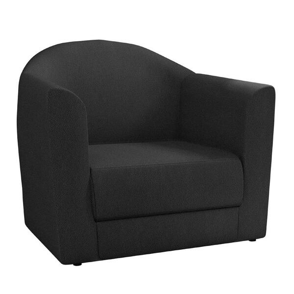 Poltrona Decorativa Conforto Para Sala Recepção Preto Korino