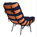 Poltrona Decorativa Costela Base Fixa Corano Azul Marinho - A