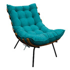 Poltrona Decorativa Costela Base Fixa Suede Azul Turquesa - A