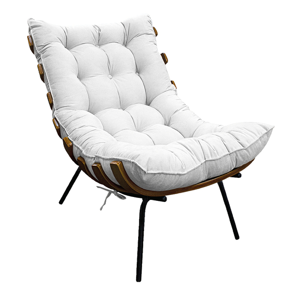 Poltrona Decorativa Costela Base Fixa Suede - Doce Sonho Móve