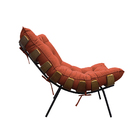 Poltrona Decorativa Costela Base Fixa Suede Terracota - Amare