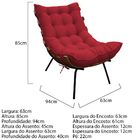 Poltrona Decorativa Costela Base Fixa Suede Vermelho - Amaren