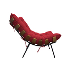 Poltrona Decorativa Costela Base Fixa Suede Vermelho - Amaren