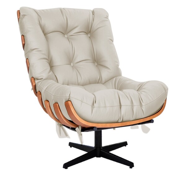 Poltrona Decorativa Costela Base Giratória Corano Bege - Amar