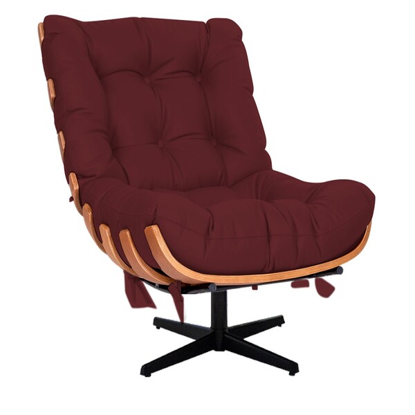Poltrona Decorativa Costela Base Giratória Corano Bordô - Ama
