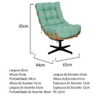 Poltrona Decorativa Costela Base Giratória Linho Azul Turques