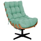 Poltrona Decorativa Costela Base Giratória Linho Azul Turques