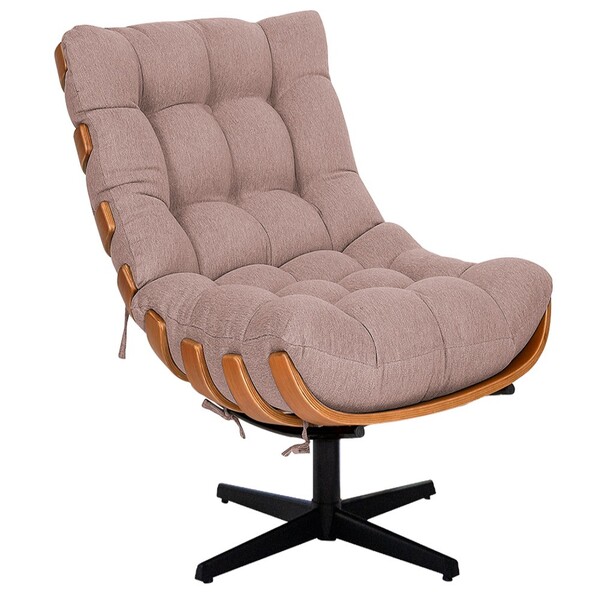 Poltrona Decorativa Costela Base Giratória Linho - Doce Sonho