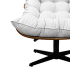 Poltrona Decorativa Costela Base Giratória Suede Branco - Doc