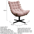 Poltrona Decorativa Costela Base Giratória Suede - Doce Sonho