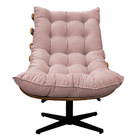Poltrona Decorativa Costela Base Giratória Suede Rosê - Doce