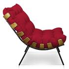 Poltrona Decorativa Costela Escritório Suede Vermelho