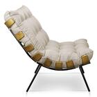 Poltrona Decorativa Costela Sala E Escritório Suede Bege