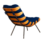 Poltrona Decorativa Costela Suede Azul Marinho - Ds Estofados