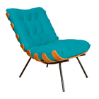 Poltrona Decorativa Costela Suede Azul Turquesa - Ds Estofados