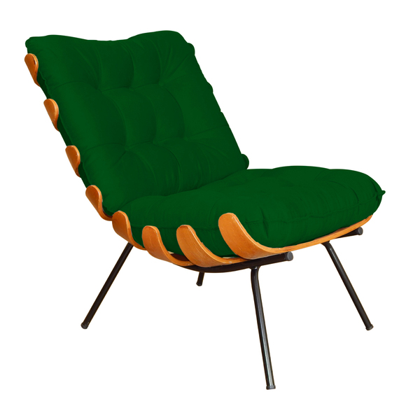 Poltrona Decorativa Costela Suede Verde - Ds Estofados