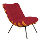 Poltrona Decorativa Costela Suede Vermelho - Ds Estofados