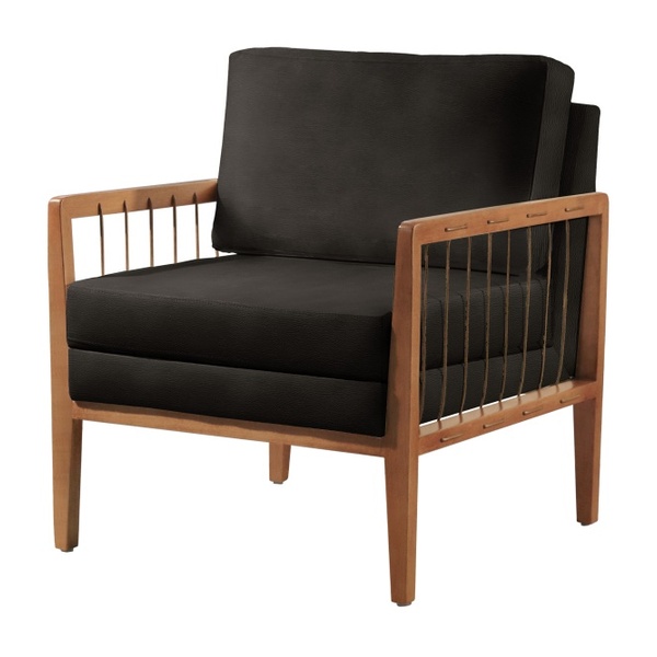 Poltrona Decorativa Couro Ecológico Preto Lola