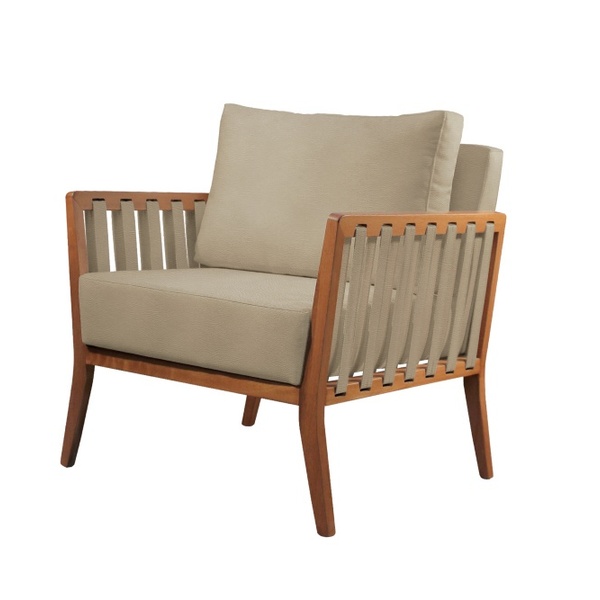 Poltrona Decorativa Couro Offwhite Lua