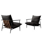 Poltrona Decorativa Couro Preto Agnes