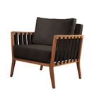 Poltrona Decorativa Couro Preto Lua