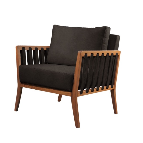 Poltrona Decorativa Couro Preto Lua