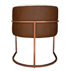 Poltrona Decorativa Cristal Base Bronze Veludo Bege/pu Carame