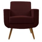 Poltrona Decorativa Cristal Pés Madeira Suede Marsala