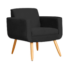 Poltrona Decorativa Cristal Pés Palito Suede Preto Carolina E