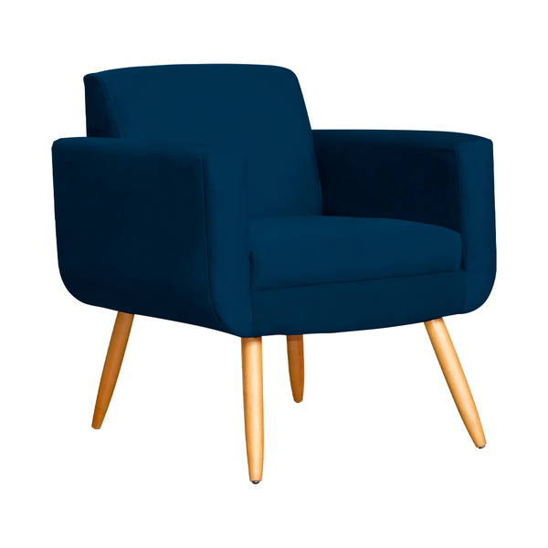 Poltrona Decorativa Cristal Suede Cores - Ds Estofados - Azul