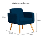 Poltrona Decorativa Cristal Suede Cores - Ds Estofados - Azul