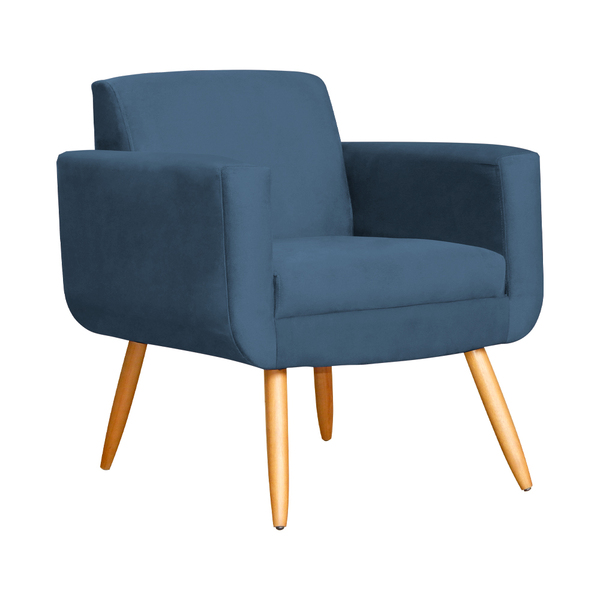 Poltrona Decorativa Cristal Suede Cores - Ds Estofados - Azul