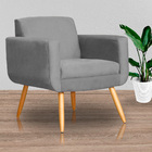 Poltrona Decorativa Cristal Suede Cores - Ds Estofados - Cinza