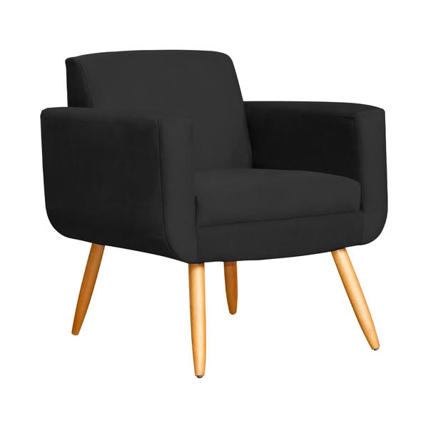 Poltrona Decorativa Cristal Suede Cores - Ds Estofados - Preto