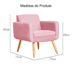 Poltrona Decorativa Cristal Suede Cores - Ds Estofados - Rosa