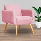 Poltrona Decorativa Cristal Suede Cores - Ds Estofados - Rosa